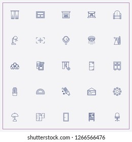 icon set about interior with keywords round table, window film and air conditioner remote