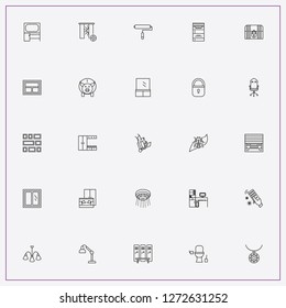 icon set about interior with keywords bug, lock and office shelves