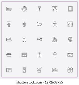 icon set about interior with keywords toilet, shelf and lamp