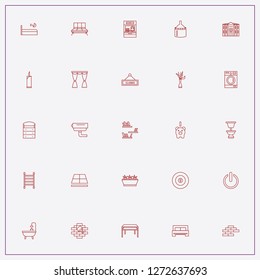 icon set about interior with keywords candle, door lock and dishwasher