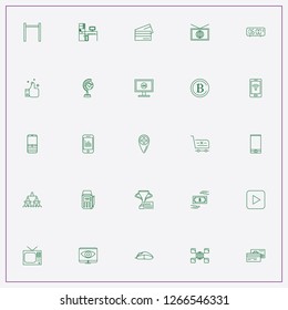 icon set about internet with keywords computer table, play button and sport news