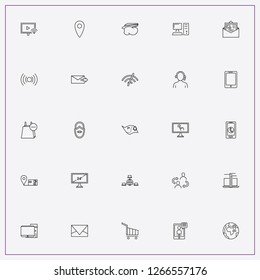 icon set about internet with keywords wireless network symbol, notice mail and electronic commerce bag