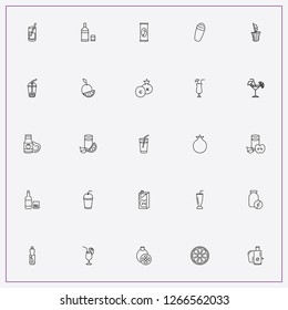 icon set about juice with keywords cocktail, juicer and vitamin tables