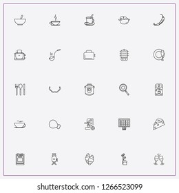 icon set about kitchen with keywords sausages, table napkins and soup ladle