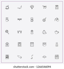 icon set about kitchen with keywords fryer, chili and roll out dough