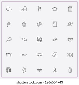 icon set about kitchen with keywords chicken legs, food processor and saucepan