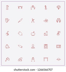 icon set about kitchen with keywords cutting board, blender and roll out dough
