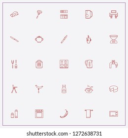 icon set about kitchen with keywords stove, cheese and meat on spatula