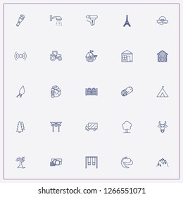 icon set about landscape with keywords global warming, temple and halloween tree