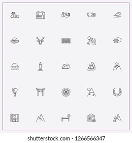 icon set about landscape with keywords horseshoe, house and swans