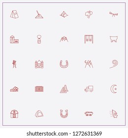 icon set about landscape with keywords barn, crescent moon and spica