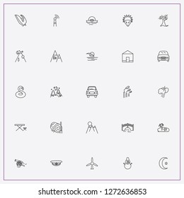 icon set about landscape with keywords bridge, halloween tree and camping table