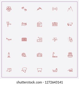 icon set about landscape with keywords flatiron, mountains and sledges