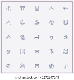 icon set about landscape with keywords road, field path and hammer and ice ax