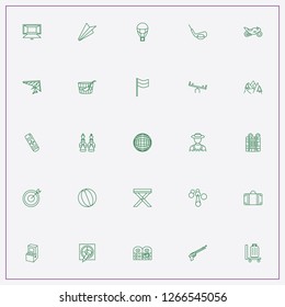 icon set about leisure with keywords camping table, mountain descent and soccer gate