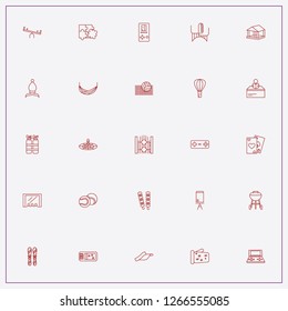 icon set about leisure with keywords volleyball, reading and ski equipment