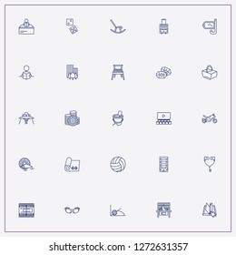 icon set about leisure with keywords coil for fishing, backgammon and suitcase