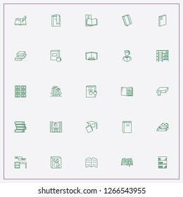 icon set about library with keywords bookshelves, library building and bookshelf