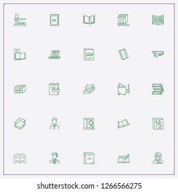 icon set about library with keywords book, card file and books