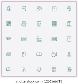 icon set about library with keywords books, math book and bookshelves