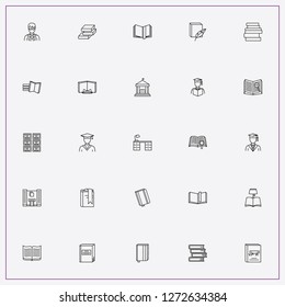 icon set about library with keywords math book, book and books