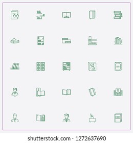 icon set about library with keywords library building, student and book