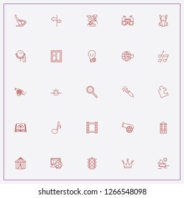 icon set about light with keywords raining landscape, crown and building