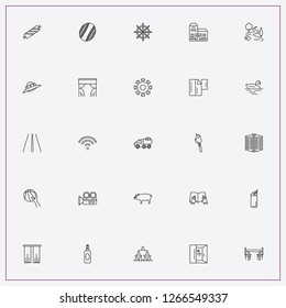 icon set about light with keywords unknown flying object, torch and beer bottle