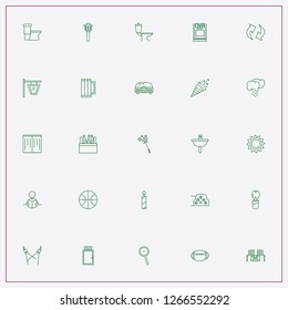 icon set about light with keywords transport signs, firework and rugby ball