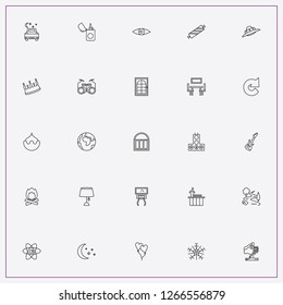 icon set about light with keywords crescent, airport building and earth