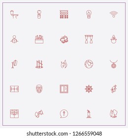 icon set about light with keywords double door, curtains and case of beer