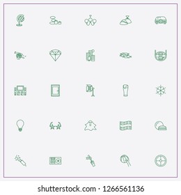 icon set about light with keywords projector, music equalizer and candles