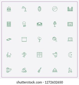 icon set about light with keywords camera film, blinds and sink