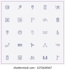 icon set about location with keywords map route, location arrow and route location