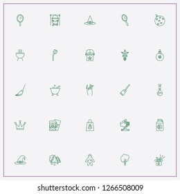 icon set about magic with keywords magic book, witch hat and crown