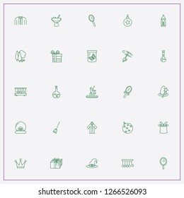 icon set about magic with keywords priest dress, rabbit in hat and witch hat