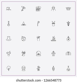 icon set about magic with keywords christmas globe, smoking and halloween flask