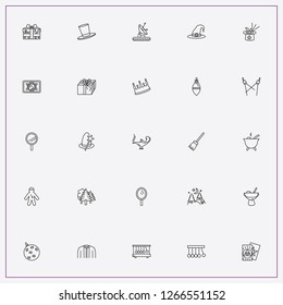 icon set about magic with keywords gift, hand mirror and magic cauldron