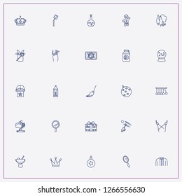 icon set about magic with keywords broom, halloween cauldron and hand mirror