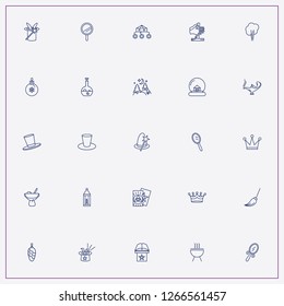 icon set about magic with keywords hand mirror, christmas globe and forest and moonlight