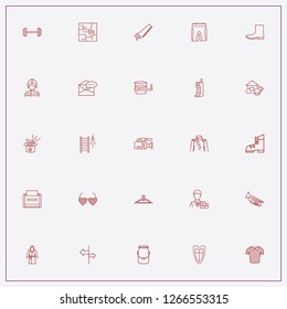 icon set about man with keywords trumpet, saw and house security alarm