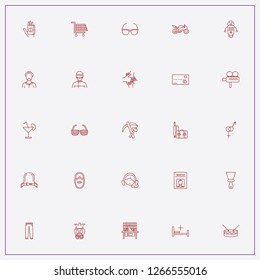 icon set about man with keywords hammer and ice ax, security lock and robotics
