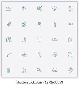 icon set about man with keywords portable radio, skateboard and crutch