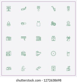 icon set about man with keywords saxophone, shirt and music player