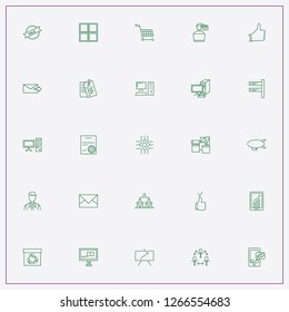 icon set about marketing with keywords statistics, airship and package