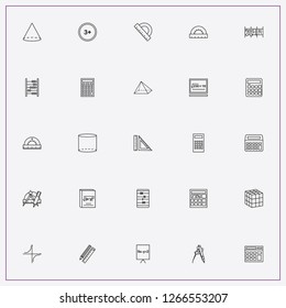 icon set about mathematics with keywords pencil and scale, compass with pencil and mathematical tools