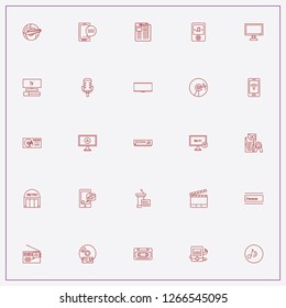 icon set about media with keywords video cassette player, microphone and phone message