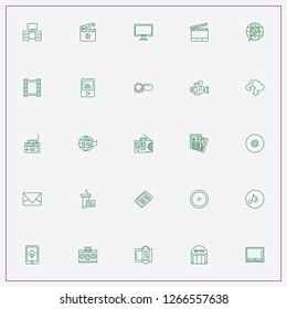 icon set about media with keywords newspaper, radio and video play