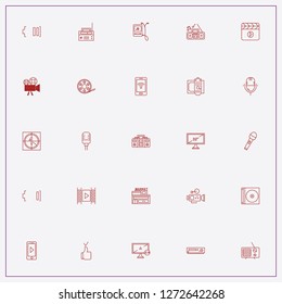 icon set about media with keywords cinema camera, video tape and cinema count