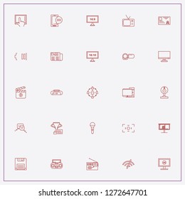 icon set about media with keywords auto focus, sport news and audio cassette player